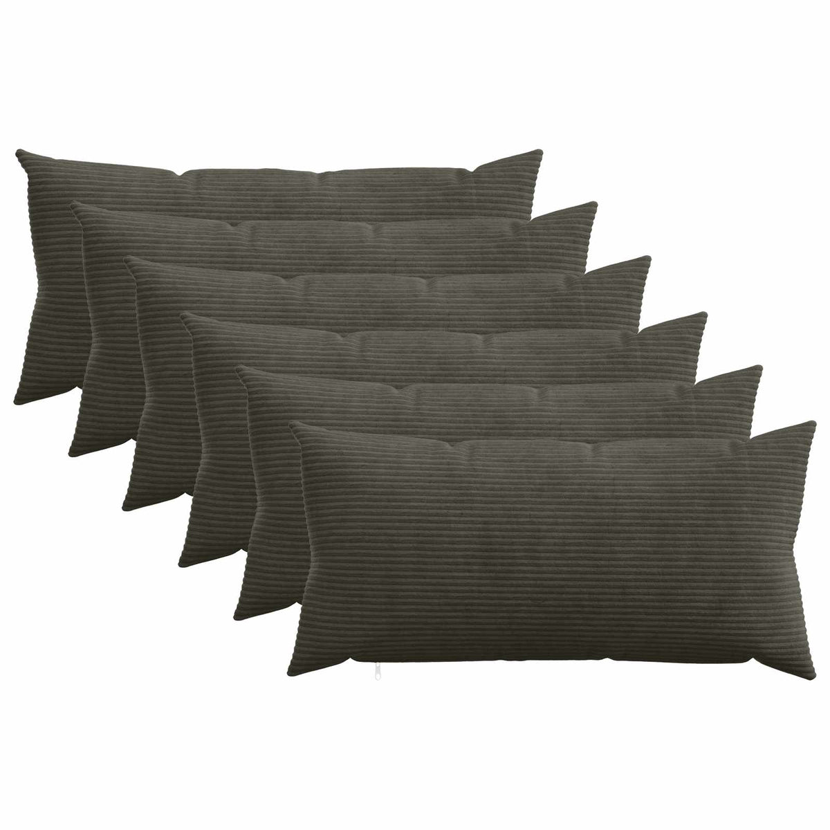 vidaXL Kussensloop 6 pcs HEERLEN Antracietkleurig 40 x 80 cm corduroy