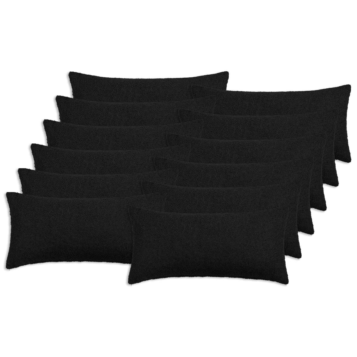 vidaXL Kussensloop 12 pcs HEERLEN Zwart 40 x 80 cm Bouclé
