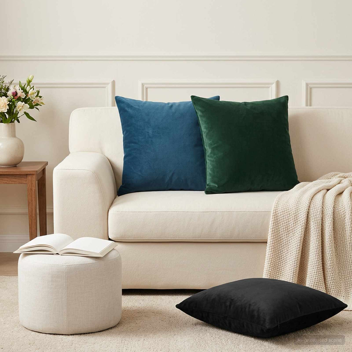Kussen met kussen HEERLEN 6 st Blauw fluweel is nu te koop bij PeponiXL, paradijselijk wonen!