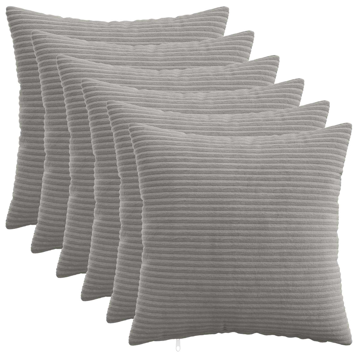 vidaXL Kussensloop 6 pcs HEERLEN Lichtgrijs 50 x 50 cm corduroy