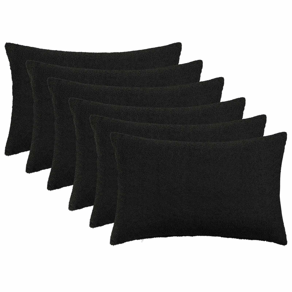 vidaXL Kussensloop 6 pcs HEERLEN Zwart 50 x 70 cm Bouclé