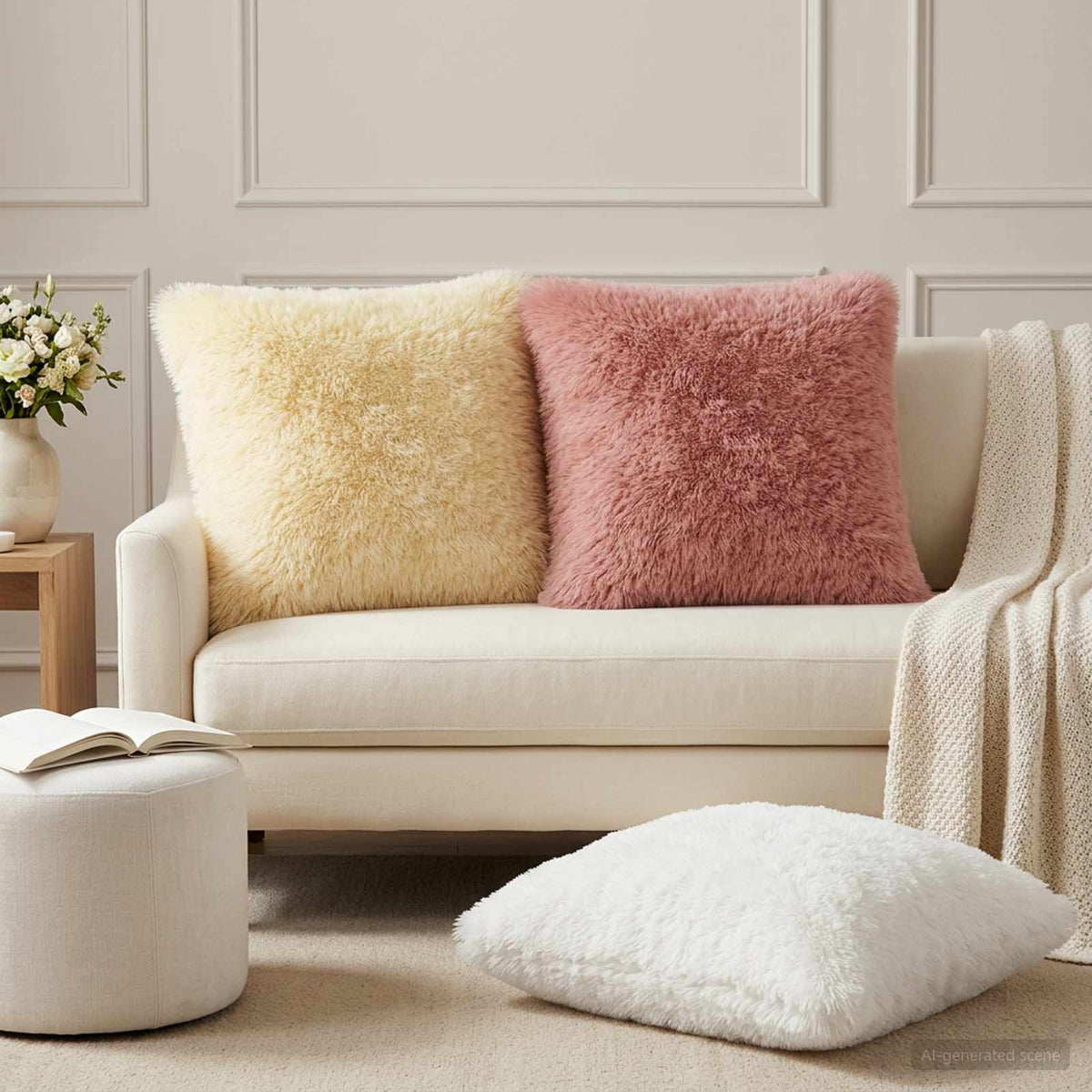 Kussen met kussen HEERLEN 2 st Wit PV Fleece is nu te koop bij PeponiXL, paradijselijk wonen!