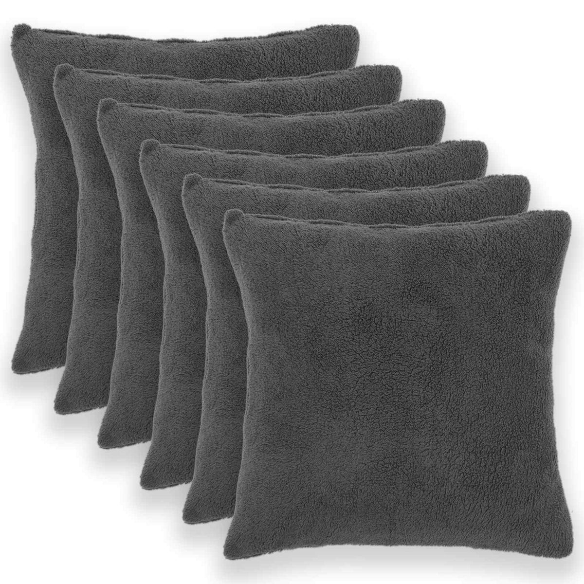 vidaXL Kussensloop 6 pcs HEERLEN Donkergrijs 60 x 60 cm Bouclé