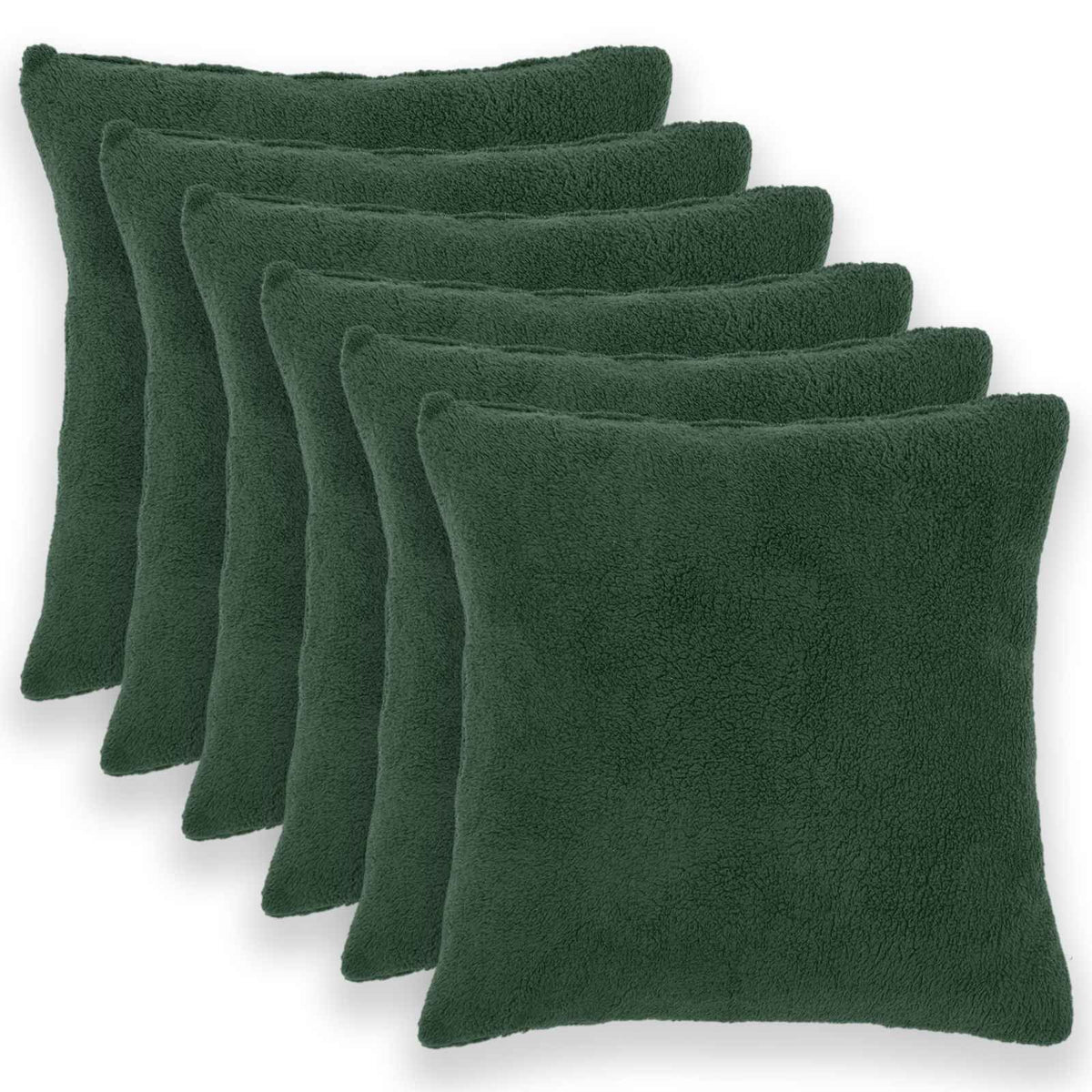 vidaXL Kussensloop 6 pcs HEERLEN Donkergroen 70 x 70 cm Bouclé