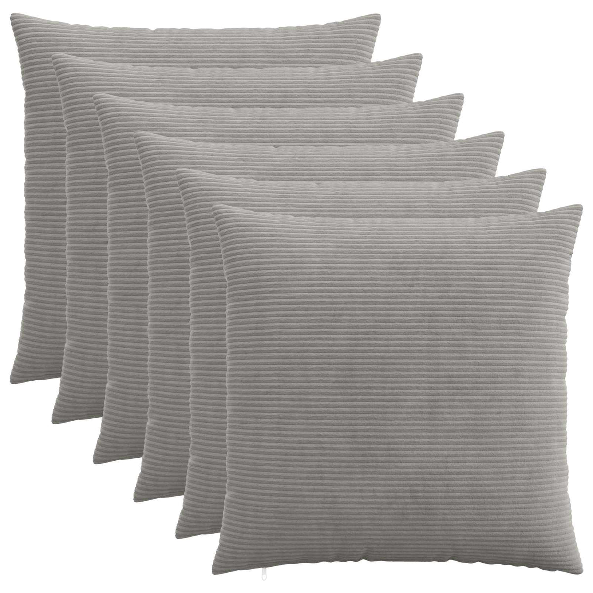 vidaXL Kussensloop 6 pcs HEERLEN Lichtgrijs 80 x 80 cm corduroy