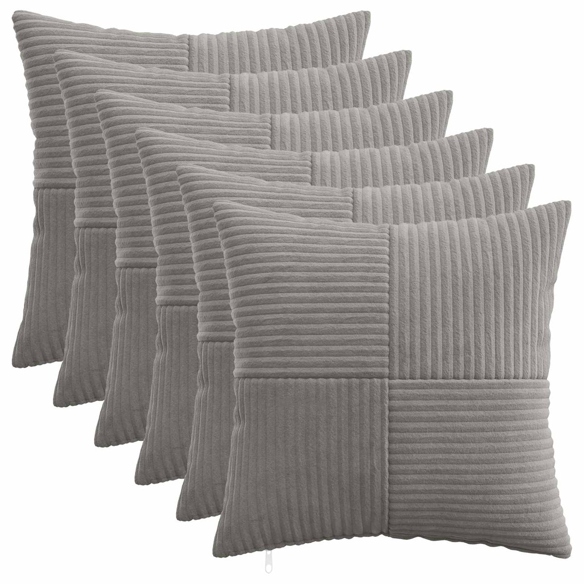 vidaXL Kussensloop 6 pcs ALMELO Lichtgrijs 30 x 30 cm corduroy