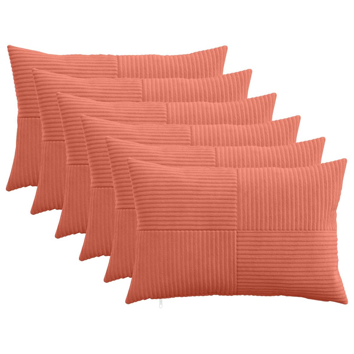 vidaXL Kussensloop 6 pcs ALMELO Rood-oranje 30 x 50 cm corduroy