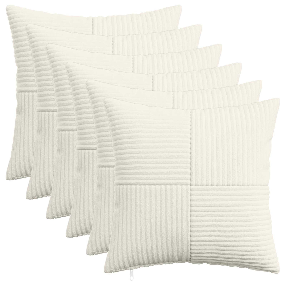 vidaXL Kussensloop 6 pcs ALMELO Crèmekleurig 35 x 35 cm corduroy