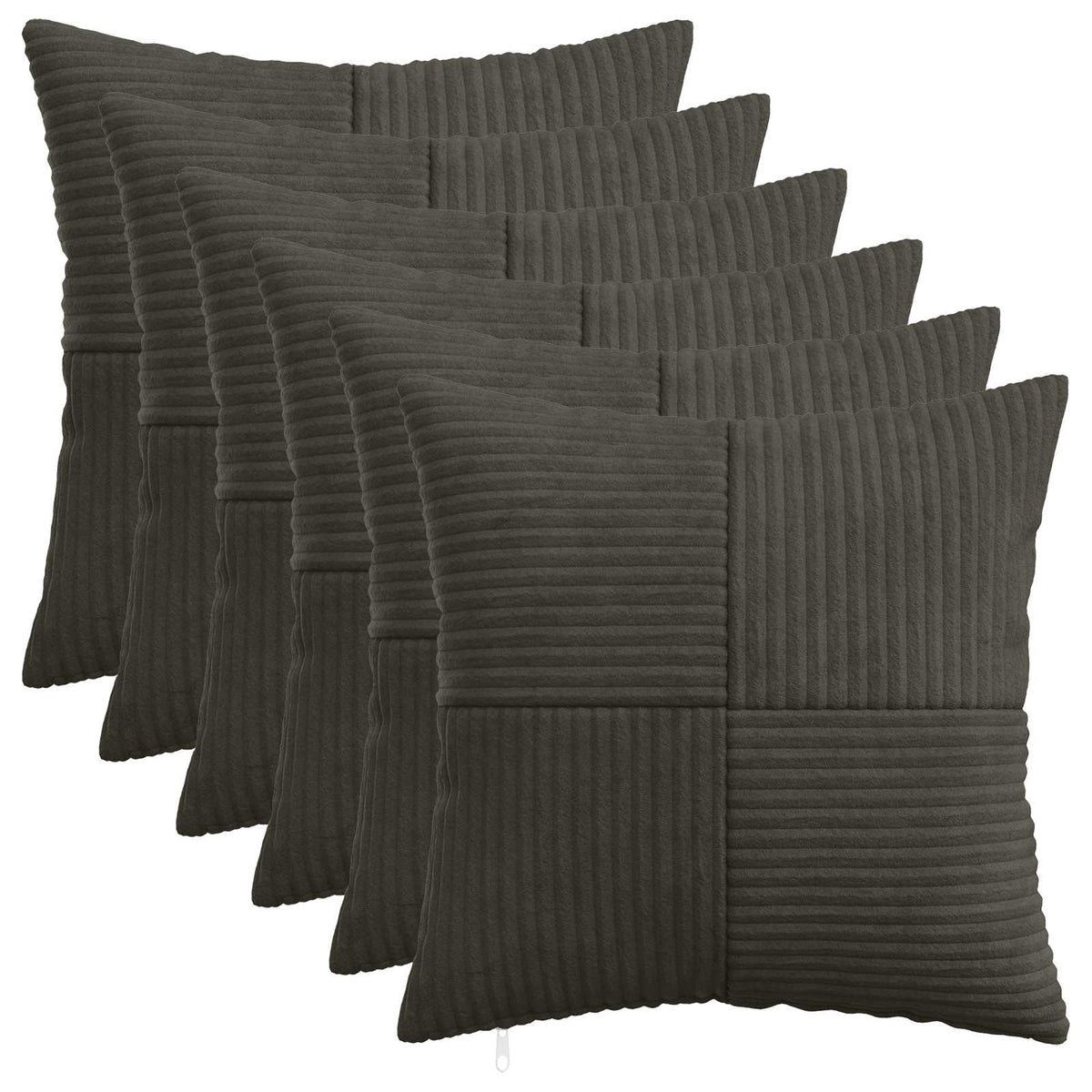vidaXL Kussensloop 6 pcs ALMELO Antracietkleurig 35 x 35 cm corduroy