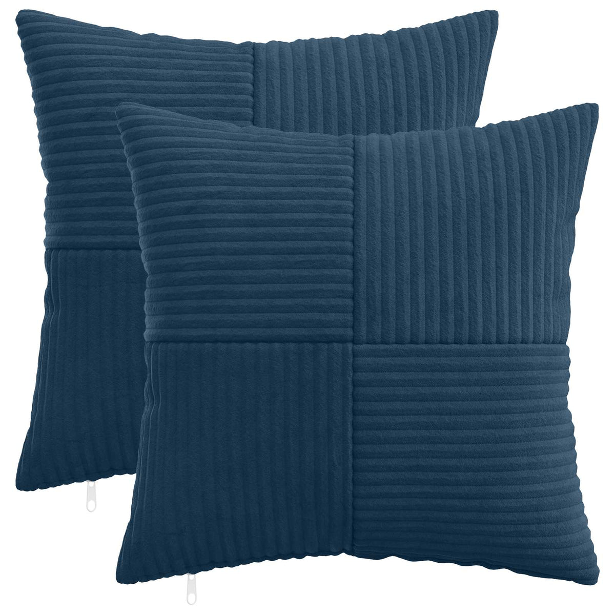 vidaXL Kussensloop 2 pcs ALMELO Marineblauw 35 x 35 cm corduroy