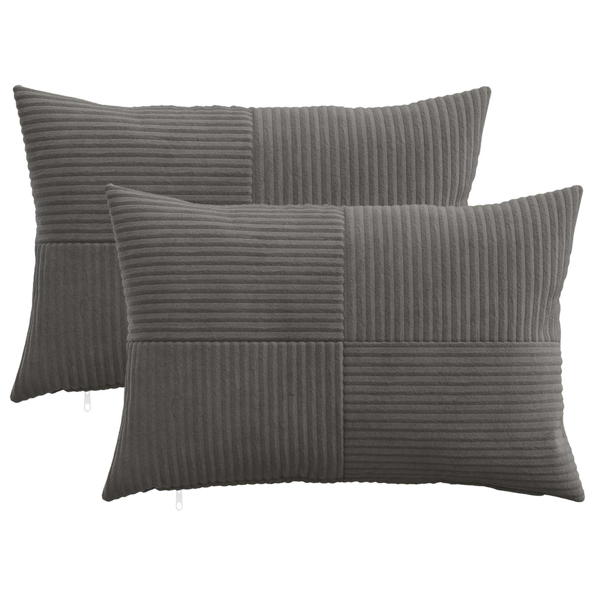 vidaXL Kussensloop 2 pcs ALMELO Donkergrijs 40 x 60 cm corduroy