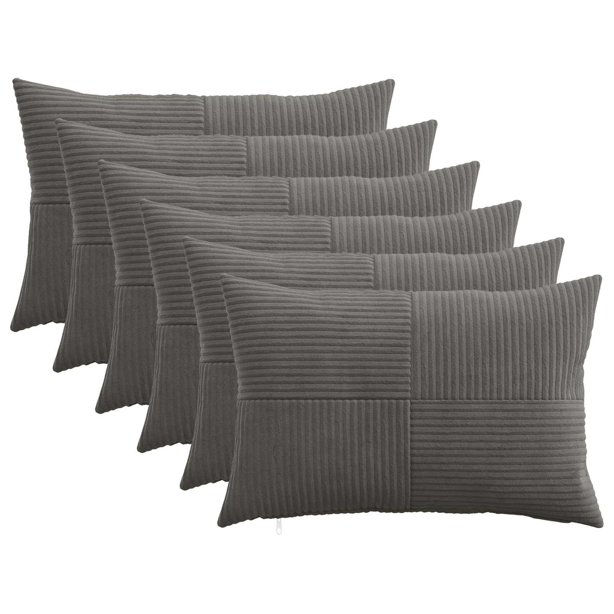 vidaXL Kussensloop 6 pcs ALMELO Donkergrijs 40 x 60 cm corduroy