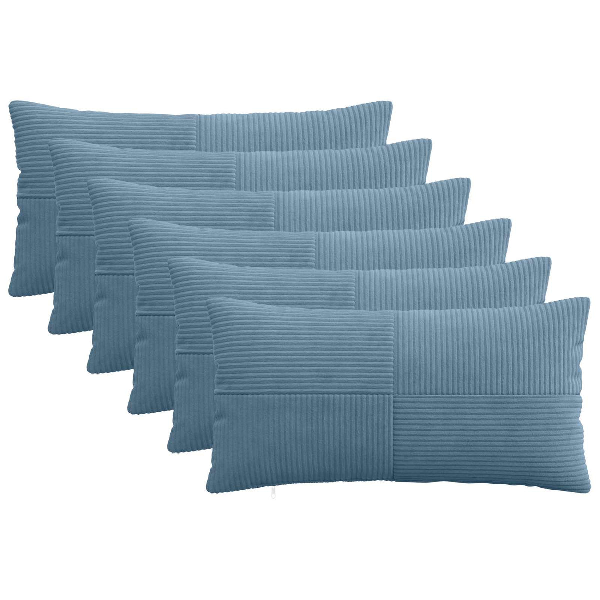 vidaXL Kussensloop 6 pcs ALMELO Blauw 40 x 80 cm corduroy
