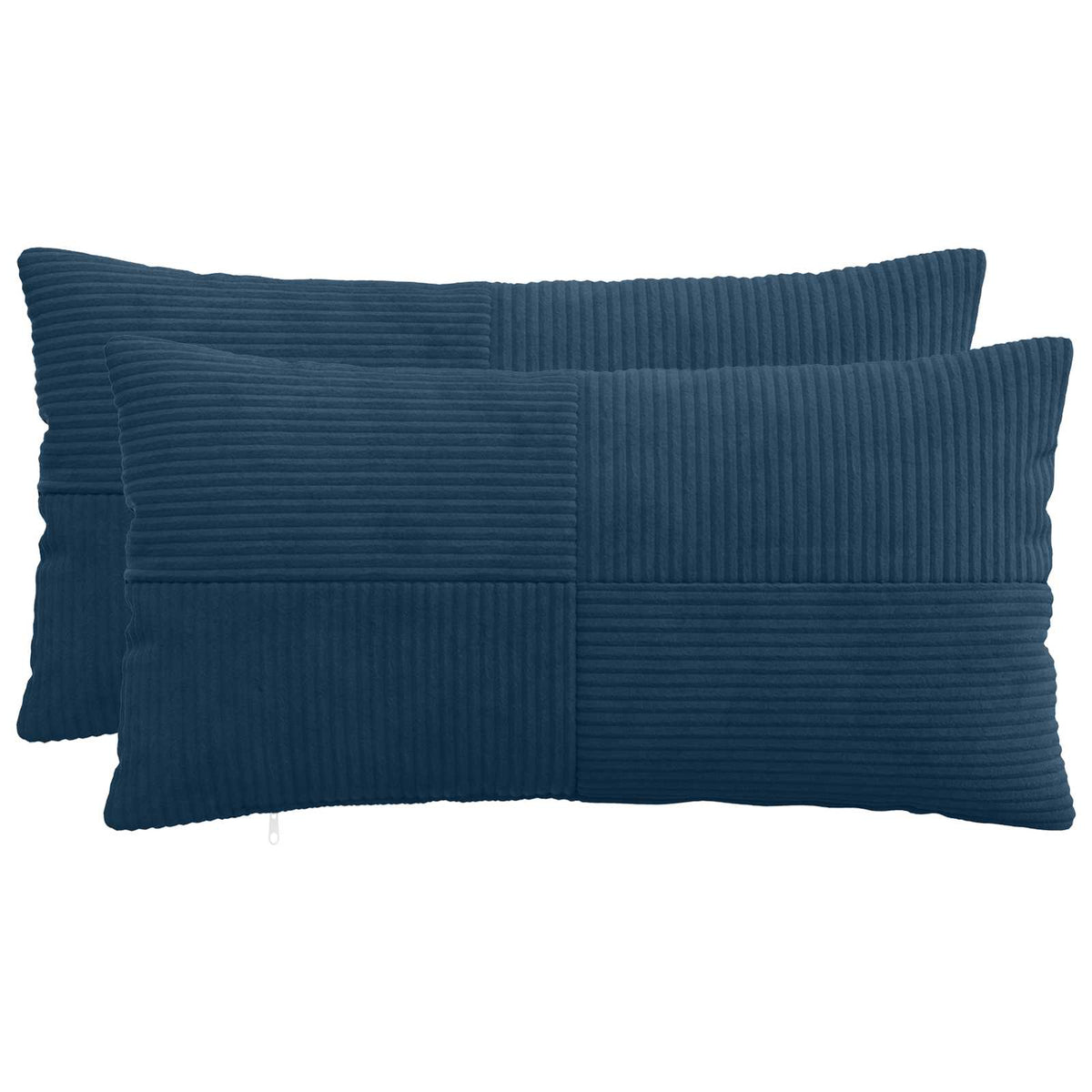 vidaXL Kussensloop 2 pcs ALMELO Marineblauw 40 x 80 cm corduroy
