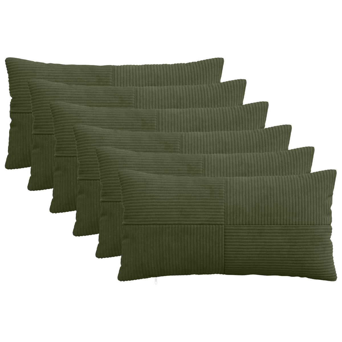 vidaXL Kussensloop 6 pcs ALMELO Groen 40 x 80 cm corduroy