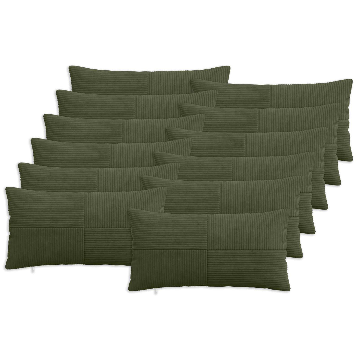 vidaXL Kussensloop 12 pcs ALMELO Groen 40 x 80 cm corduroy