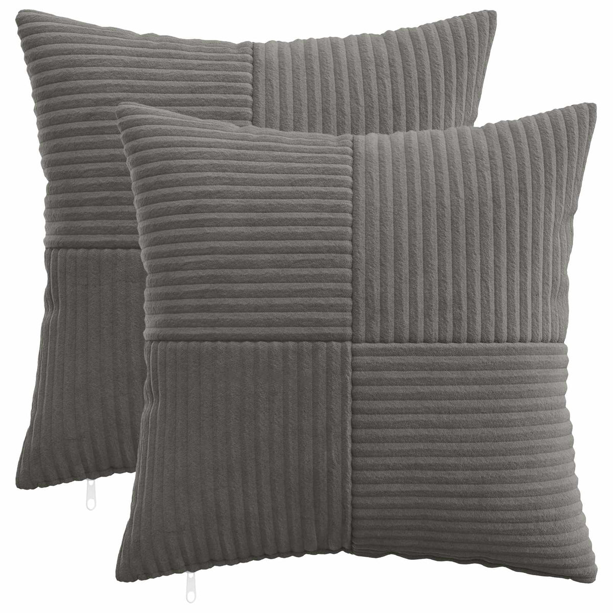 vidaXL Kussensloop 2 pcs ALMELO Donkergrijs 45 x 45 cm corduroy