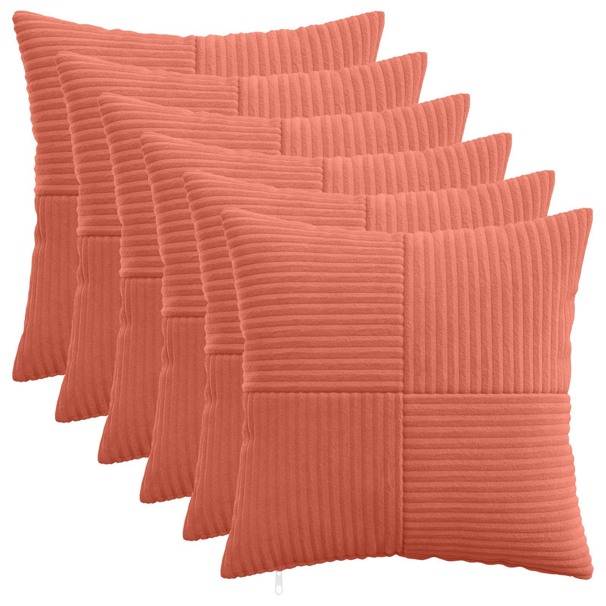 vidaXL Kussensloop 6 pcs ALMELO Rood-oranje 45 x 45 cm corduroy