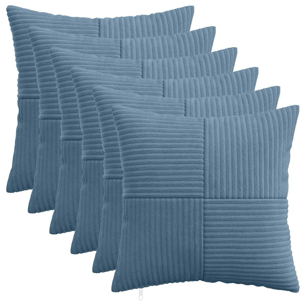 vidaXL Kussensloop 6 pcs ALMELO Blauw 45 x 45 cm corduroy