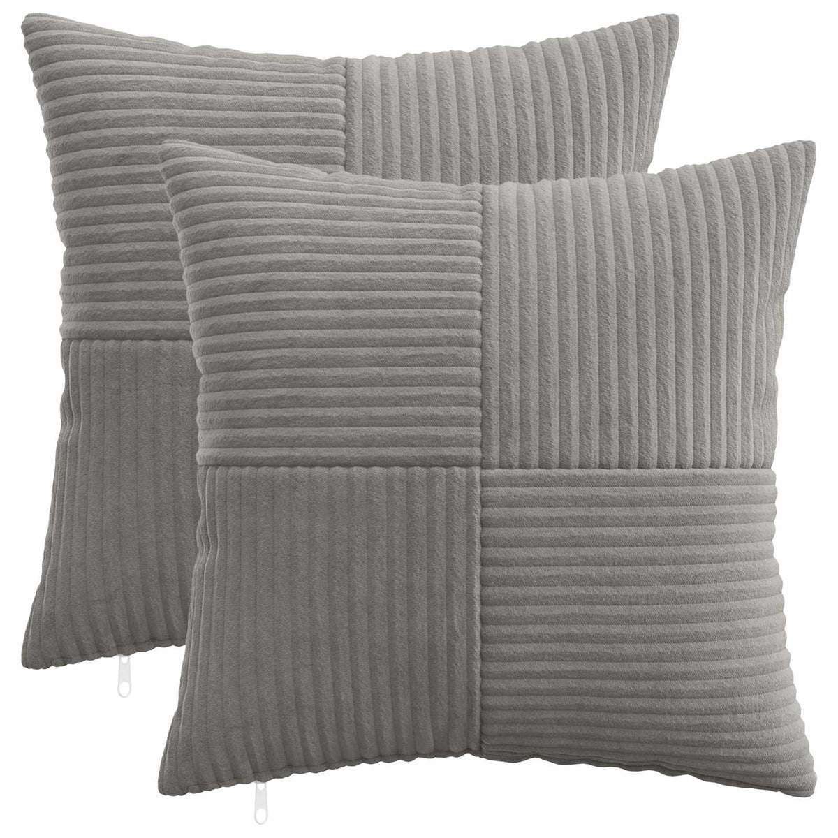 vidaXL Kussensloop 2 pcs ALMELO Lichtgrijs 50 x 50 cm corduroy