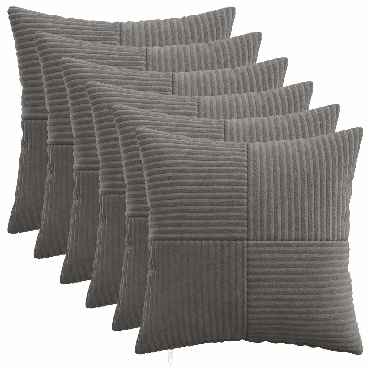vidaXL Kussensloop 6 pcs ALMELO Donkergrijs 50 x 50 cm corduroy