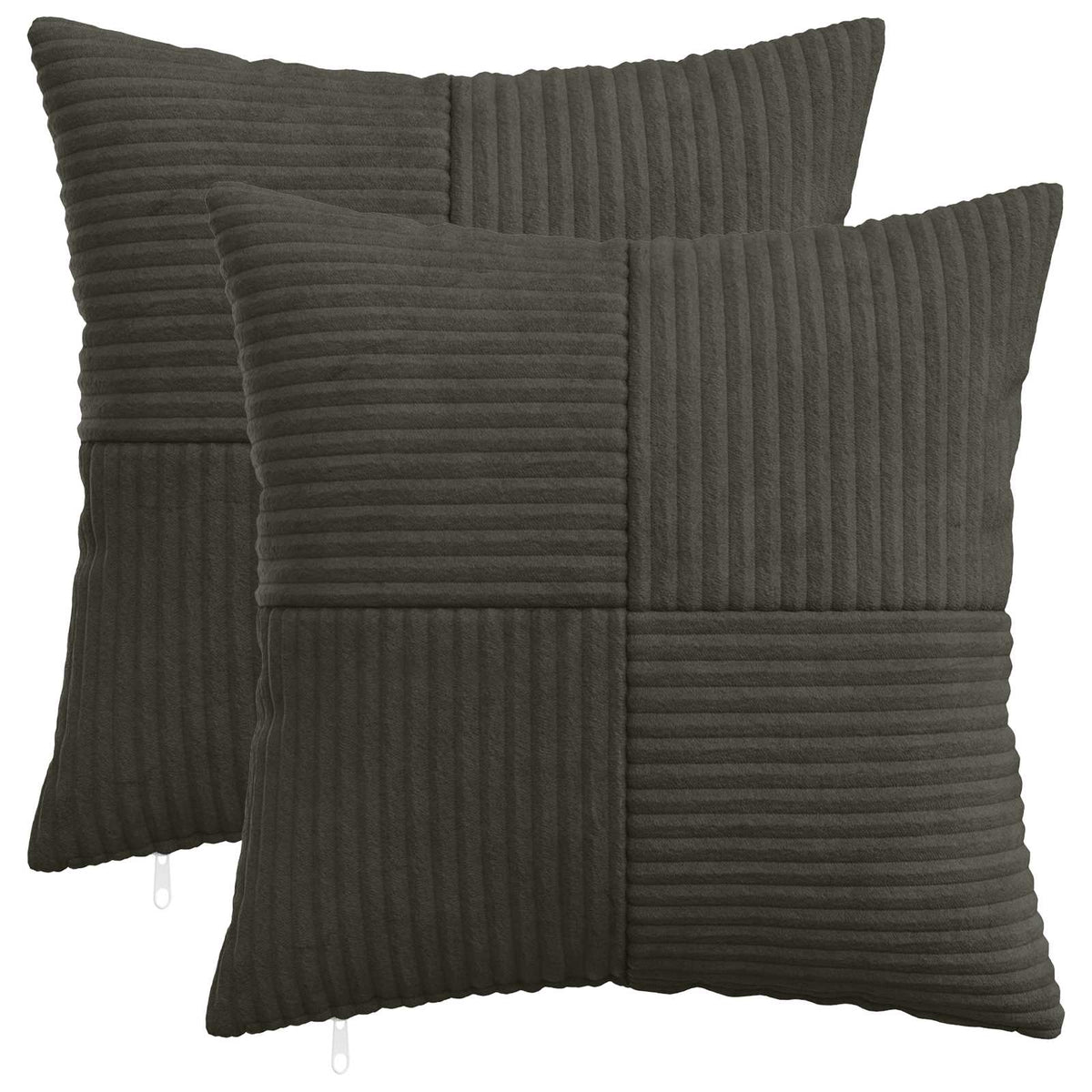 vidaXL Kussensloop 2 pcs ALMELO Antracietkleurig 50 x 50 cm corduroy
