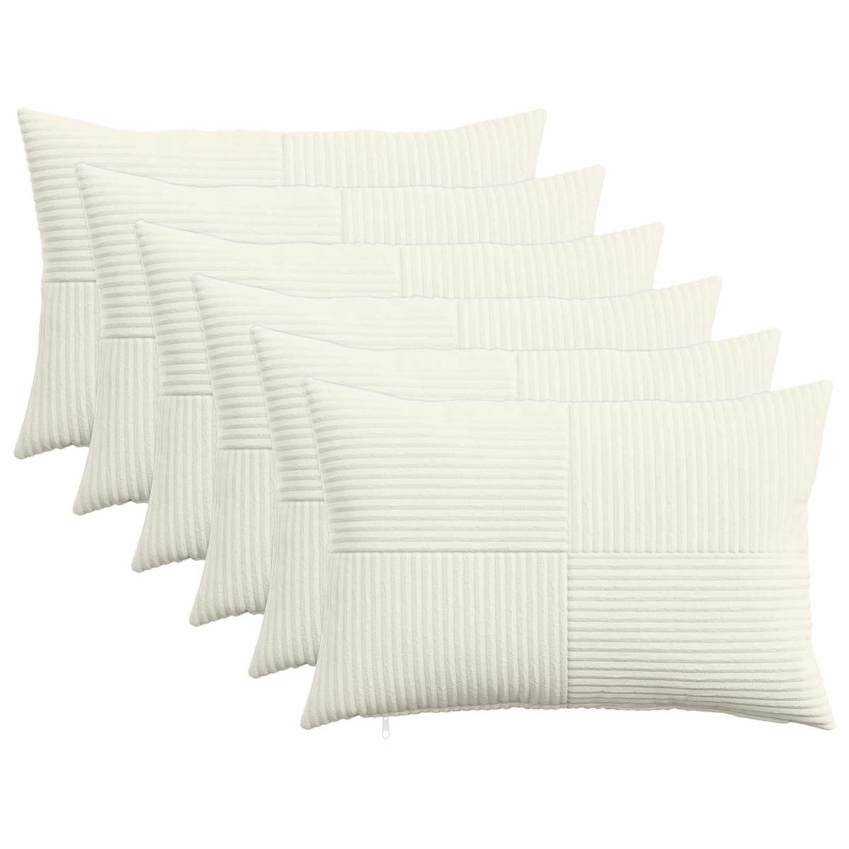 vidaXL Kussensloop 6 pcs ALMELO Crèmekleurig 50 x 70 cm corduroy
