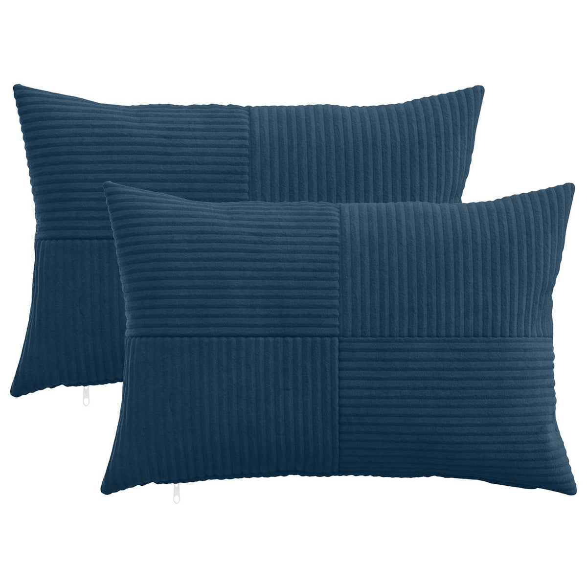vidaXL Kussensloop 2 pcs ALMELO Marineblauw 50 x 70 cm corduroy