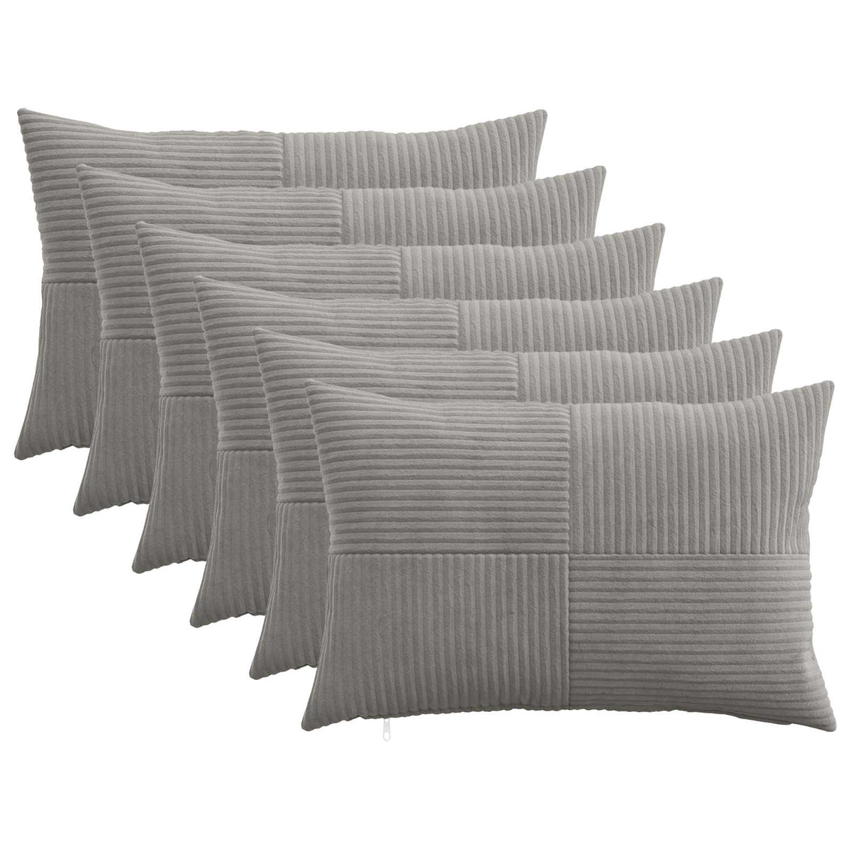 vidaXL Kussensloop 6 pcs ALMELO Lichtgrijs 50 x 80 cm corduroy