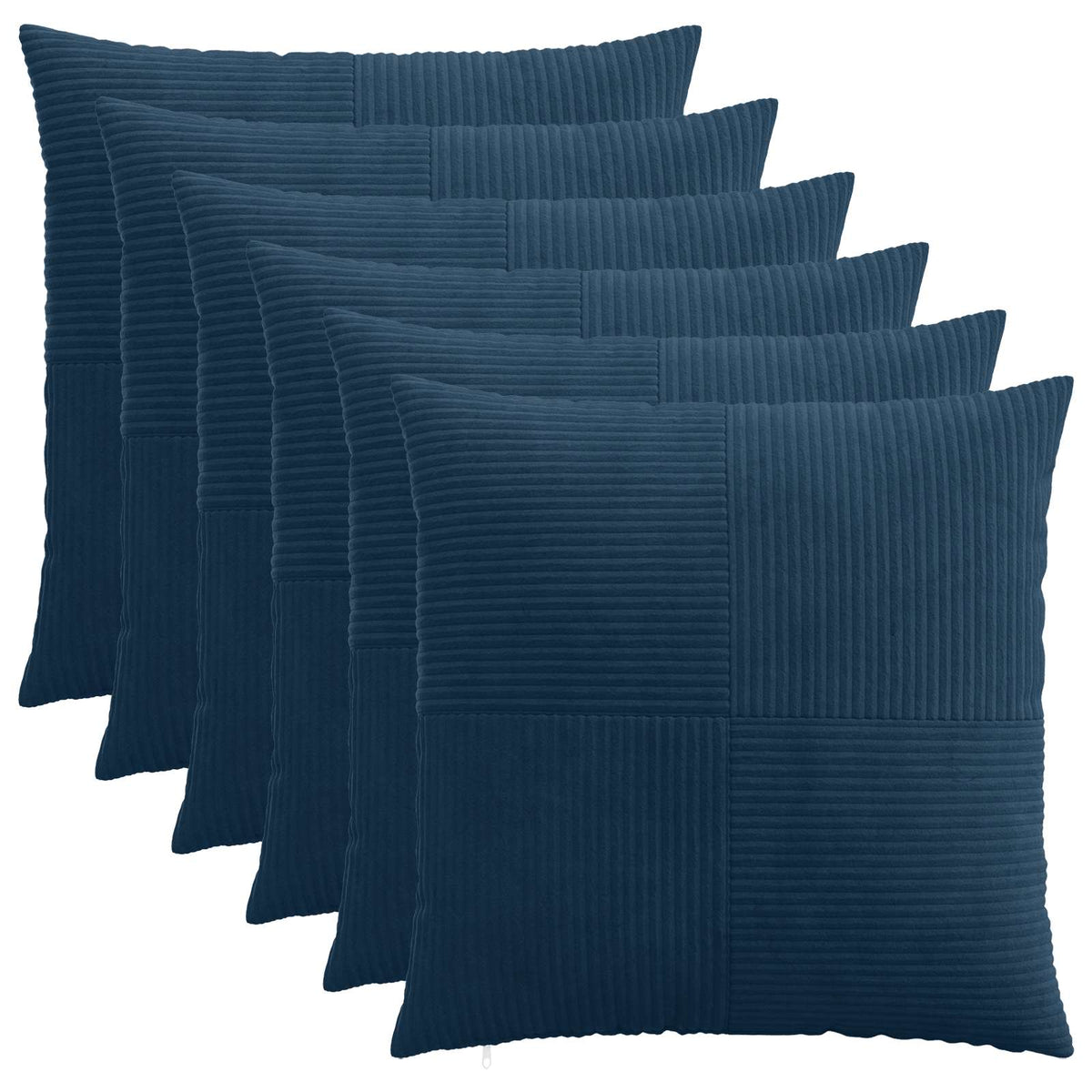 vidaXL Kussensloop 6 pcs ALMELO Marineblauw 60 x 60 cm corduroy