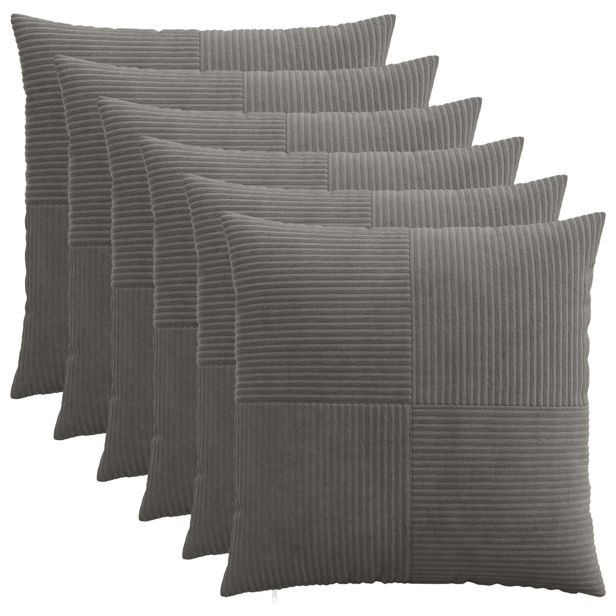 vidaXL Kussensloop 6 pcs ALMELO Donkergrijs 65 x 65 cm corduroy