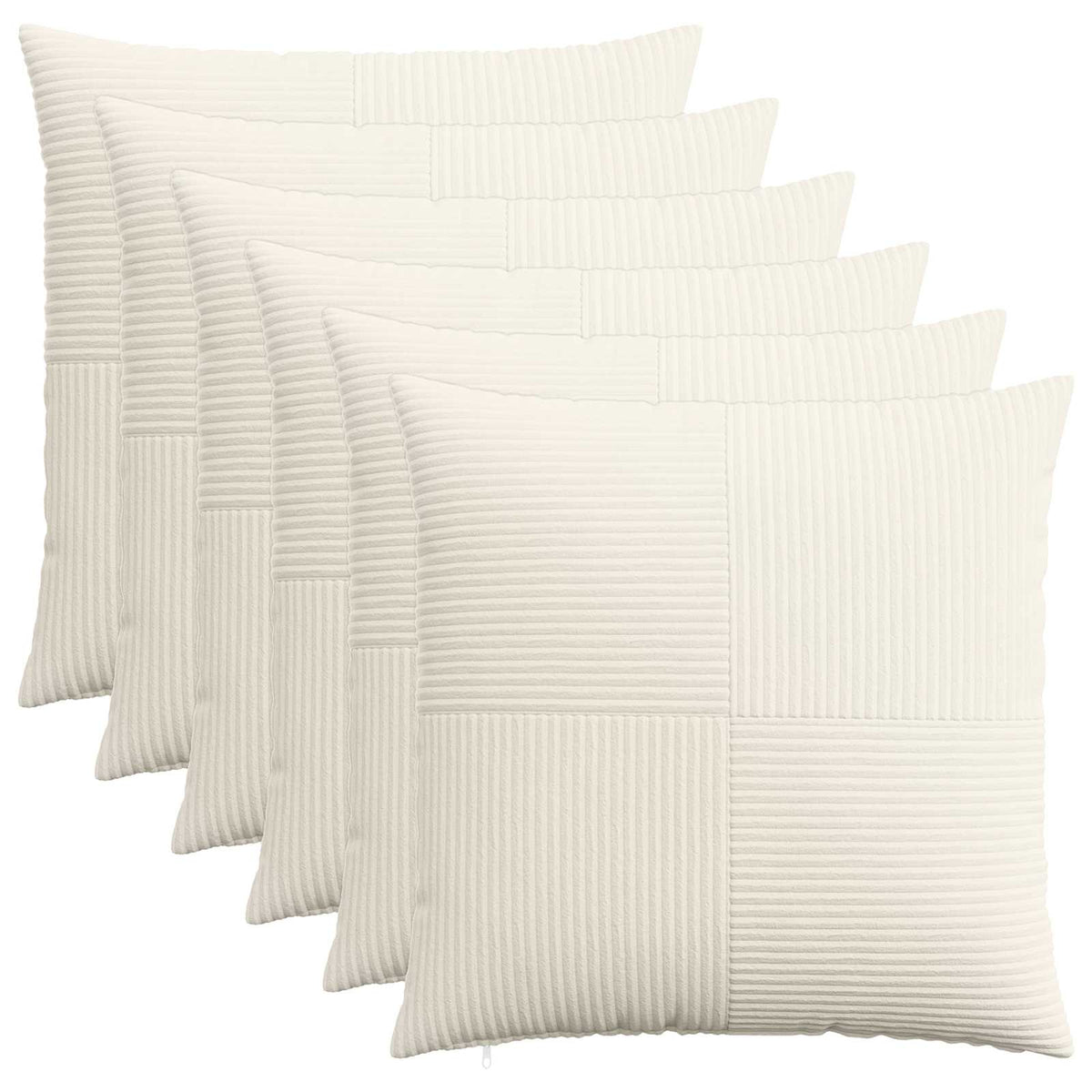 vidaXL Kussensloop 6 pcs ALMELO Crèmekleurig 65 x 65 cm corduroy