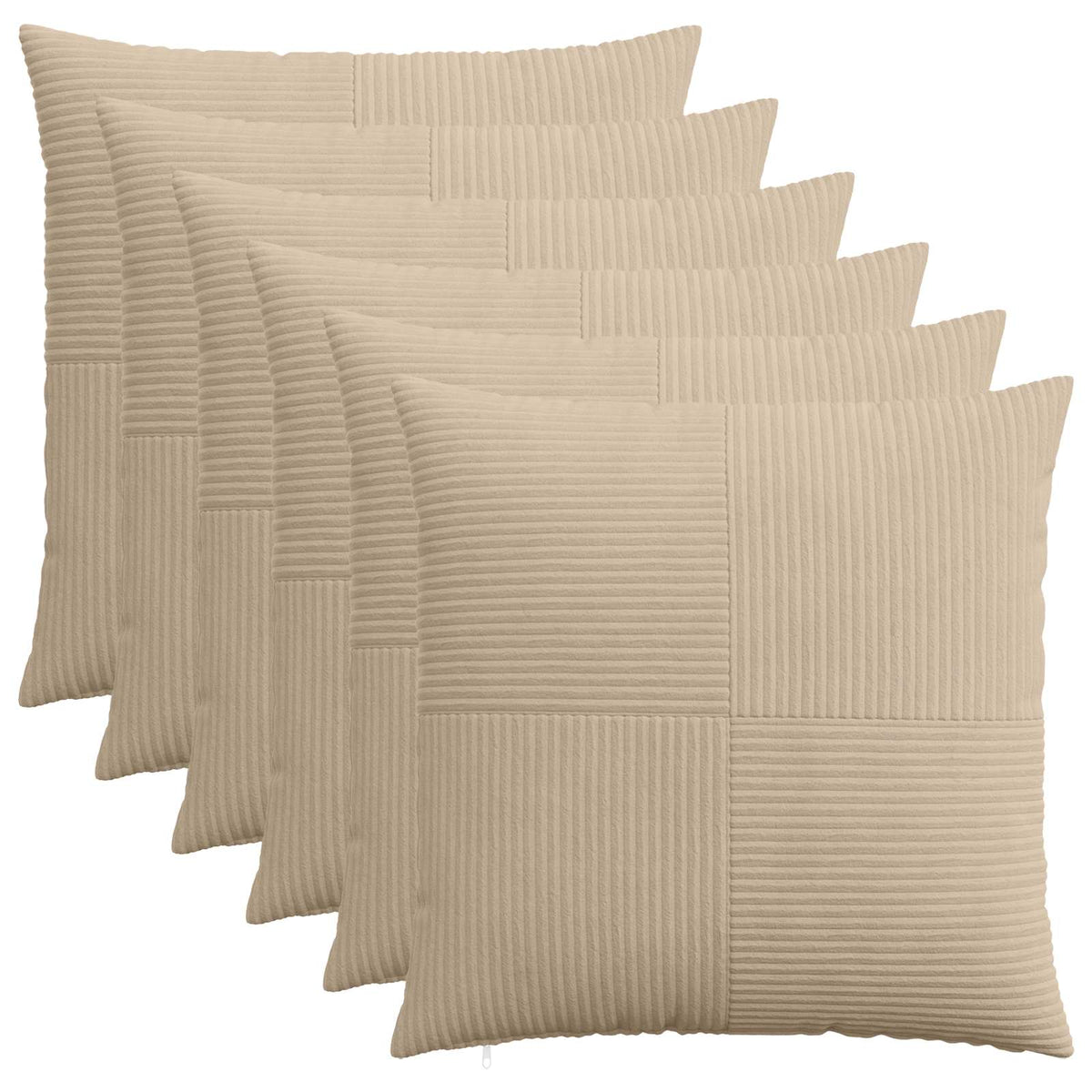 Kussensloop 6 pcs ALMELO Taupe 70 x 70 cm corduroy is nu te koop bij PeponiXL, paradijselijk wonen!