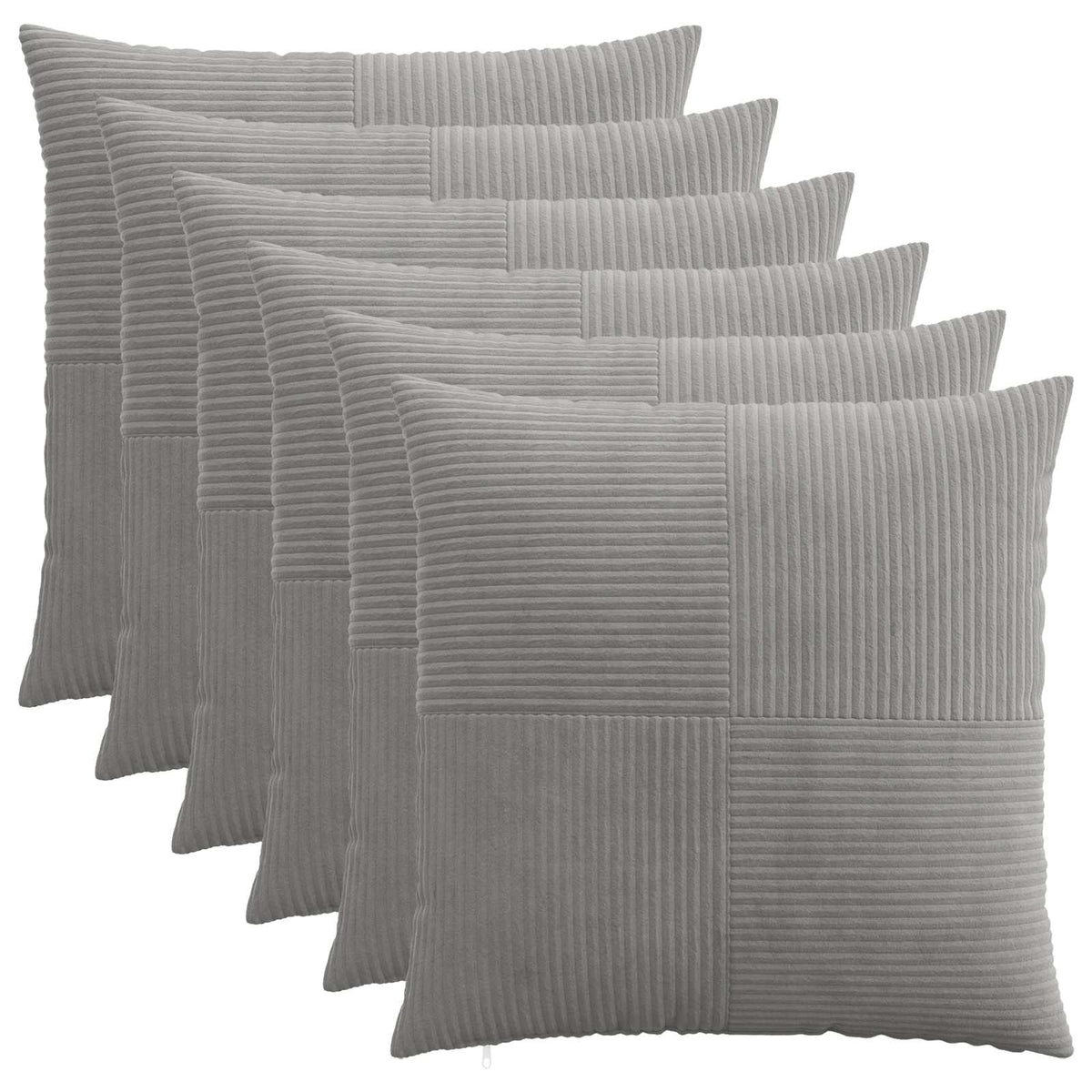 vidaXL Kussensloop 6 pcs ALMELO Lichtgrijs 80 x 80 cm corduroy
