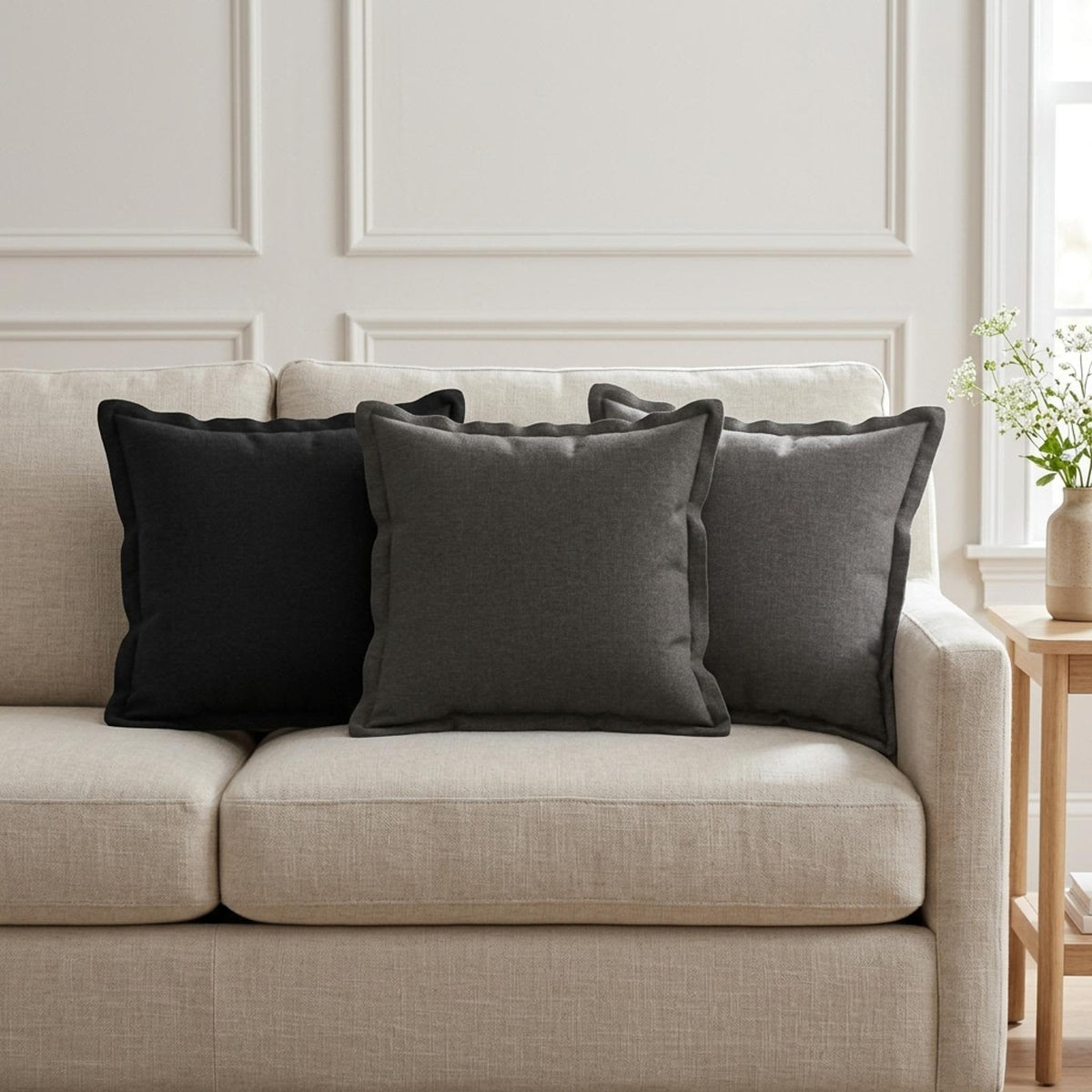 Plaid kussen 2 st HOUTEN Lichtgrijs 35 x 35 cm Faux Linnen is nu te koop bij PeponiXL, paradijselijk wonen!