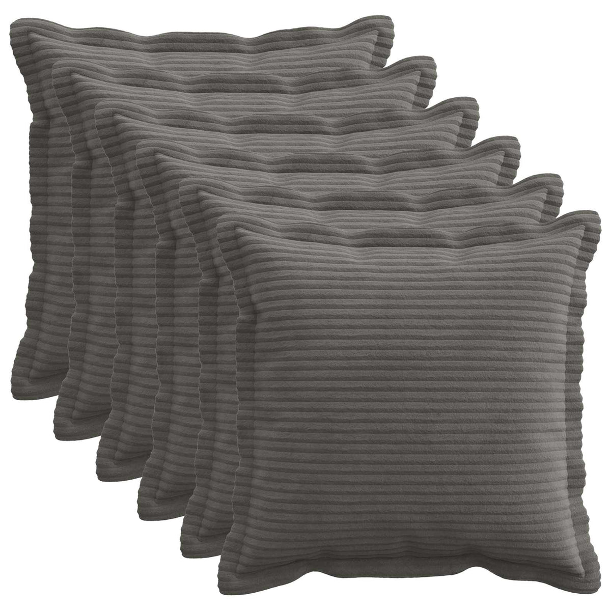 Kussensloop 6 st HOUTEN Donkergrijs 30 x 30 cm corduroy is nu te koop bij PeponiXL, paradijselijk wonen!