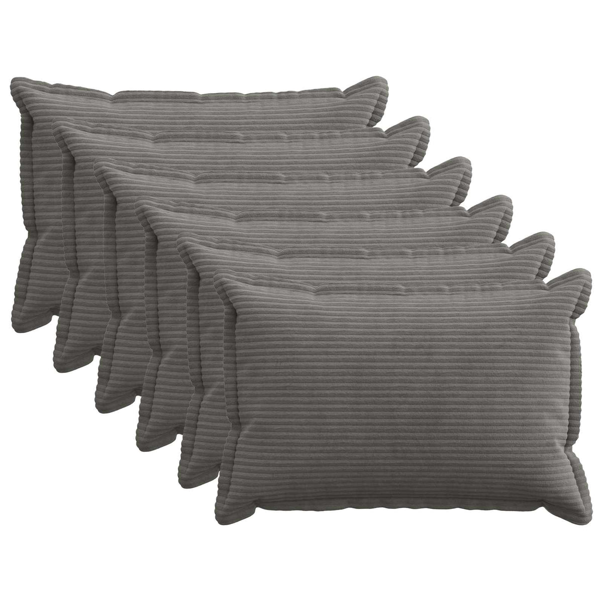 Kussensloop 6 st HOUTEN Donkergrijs 30 x 50 cm corduroy is nu te koop bij PeponiXL, paradijselijk wonen!