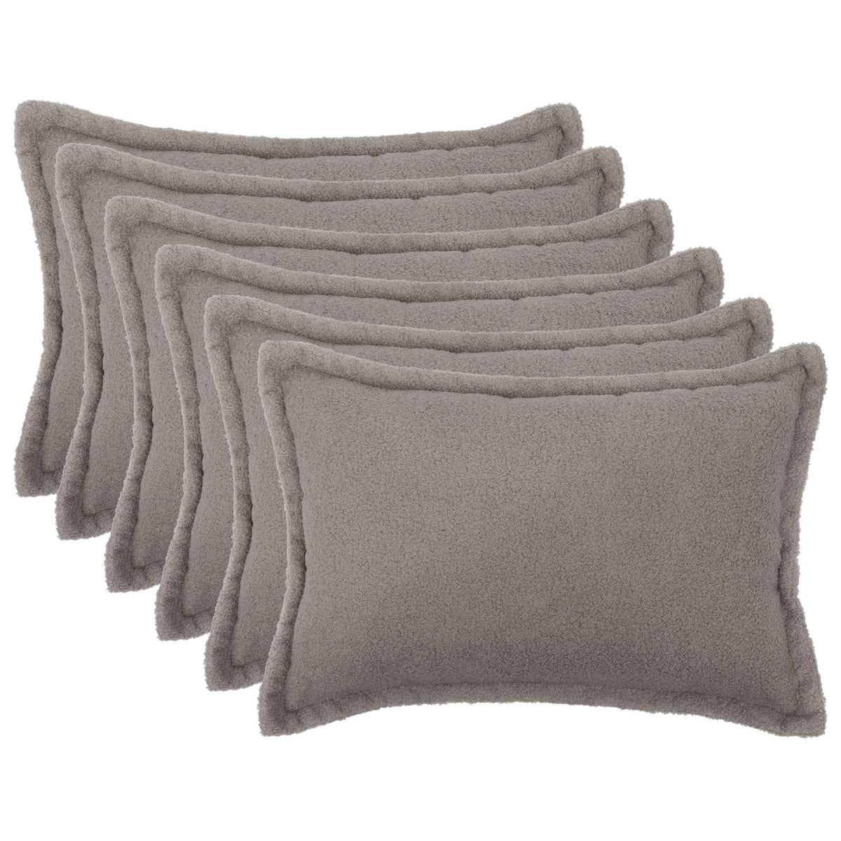 vidaXL Kussensloop 6 pcs HOUTEN Lichtgrijs 30 x 50 cm Bouclé