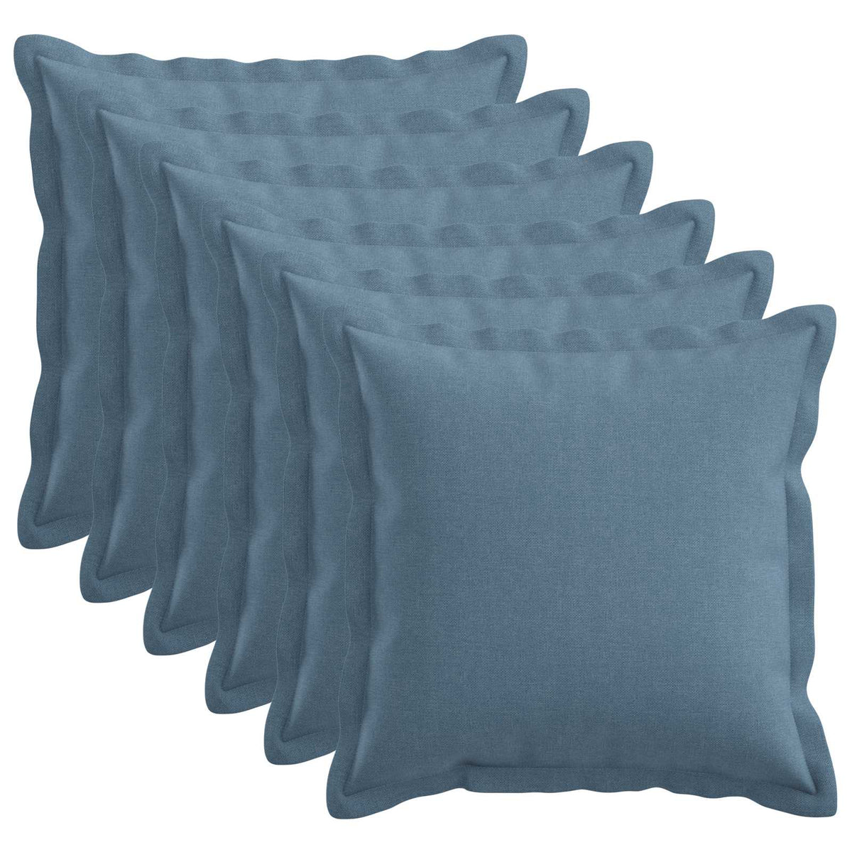vidaXL Kussensloop 6 pcs HOUTEN Jeans Blauw 35 x 35 cm Faux Linnen