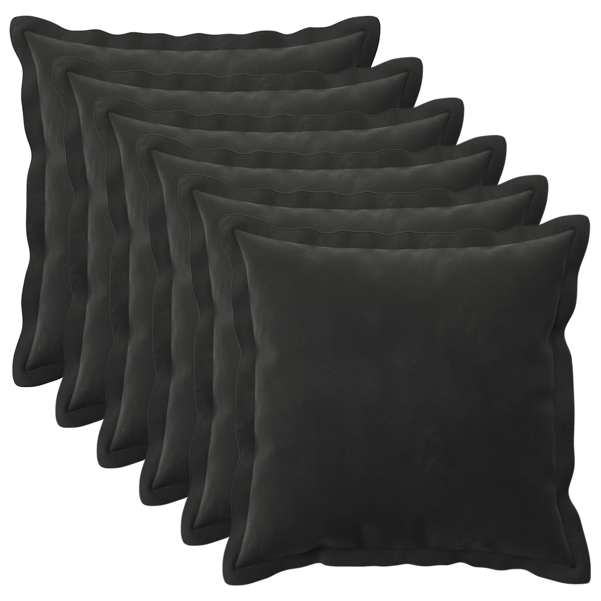 Kussensloop 6 pcs HOUTEN Zwart 35 x 35 cm Fluweel is nu te koop bij PeponiXL, paradijselijk wonen!