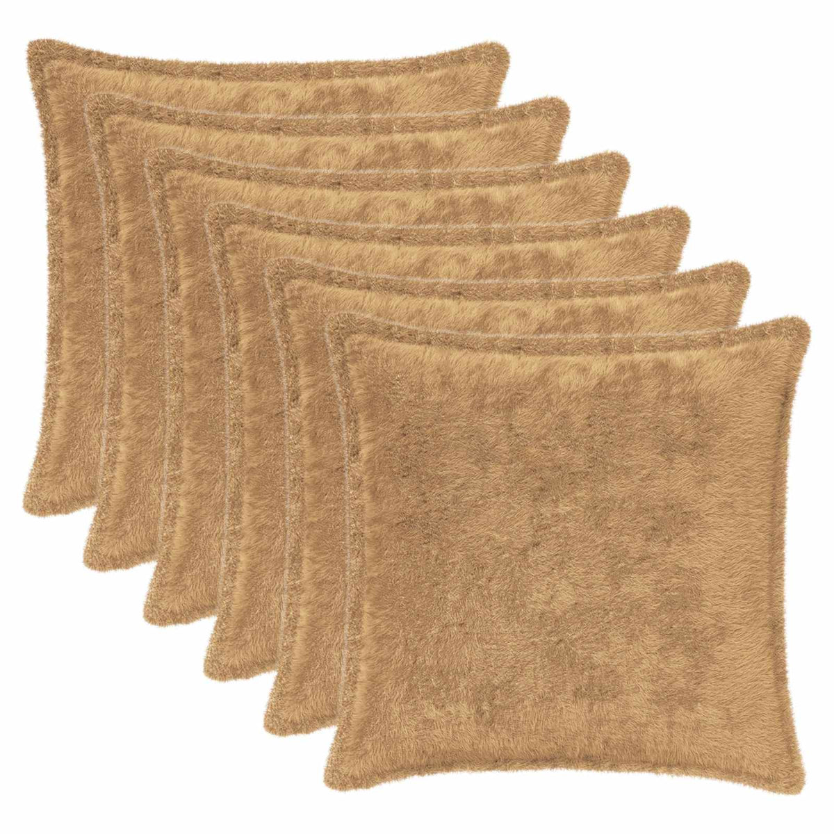 Kussensloop 6 st HOUTEN Taupe 35 x 35 cm Nep Konijnenbont is nu te koop bij PeponiXL, paradijselijk wonen!