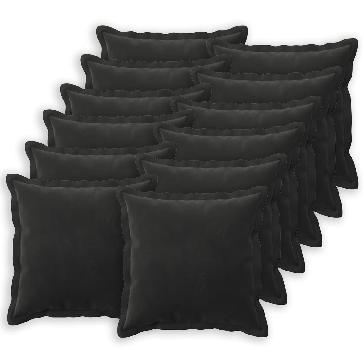 Kussensloop 12 pcs HOUTEN Zwart 40 x 40 cm Fluweel is nu te koop bij PeponiXL, paradijselijk wonen!