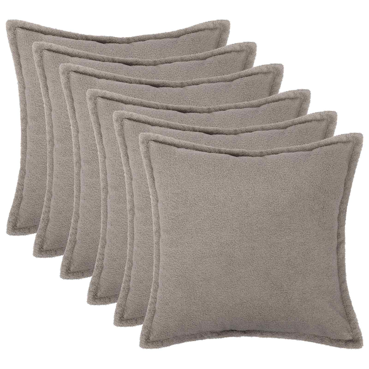 vidaXL Kussensloop 6 pcs HOUTEN Lichtgrijs 40 x 40 cm Bouclé