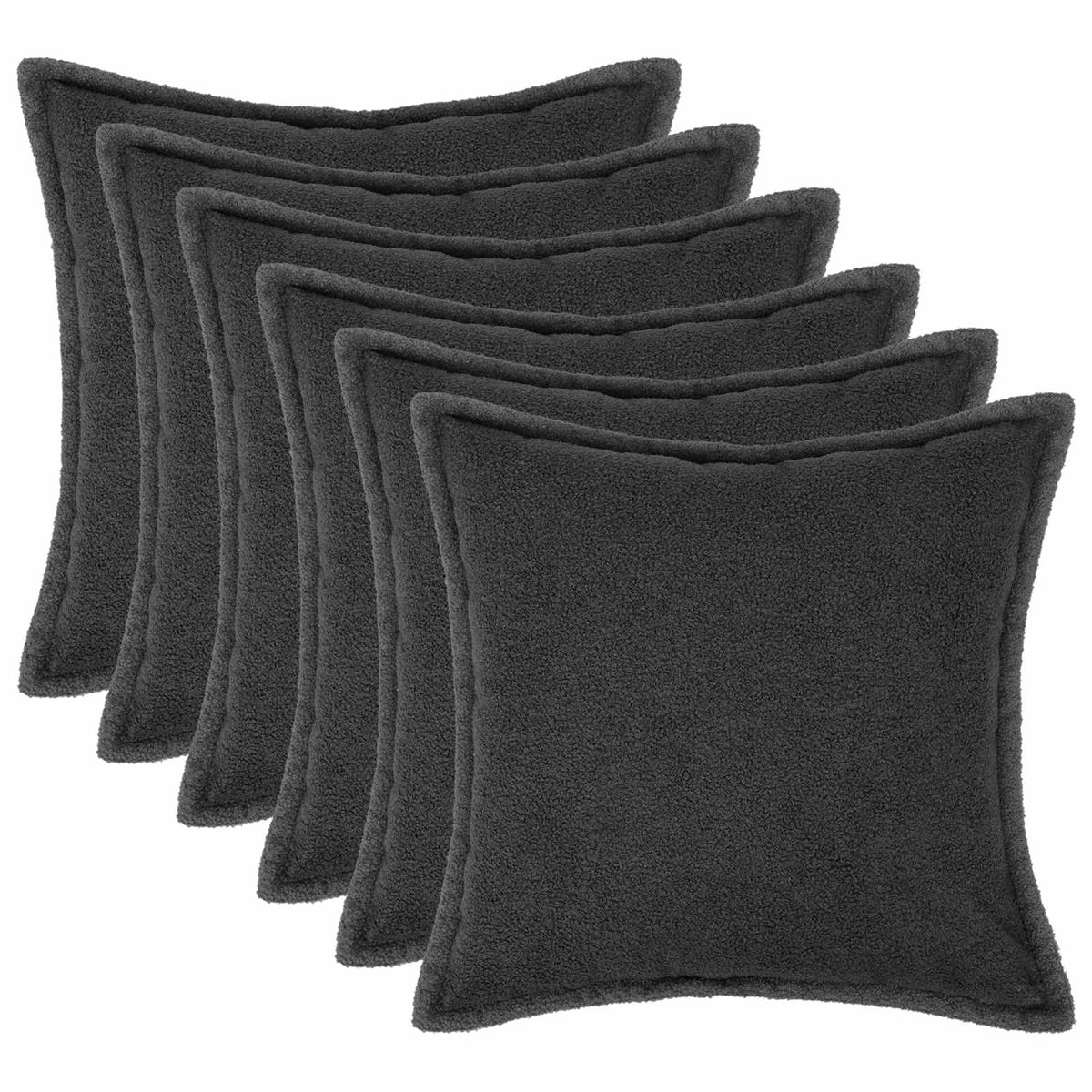 vidaXL Kussensloop 6 pcs HOUTEN Donkergrijs 40 x 40 cm Bouclé