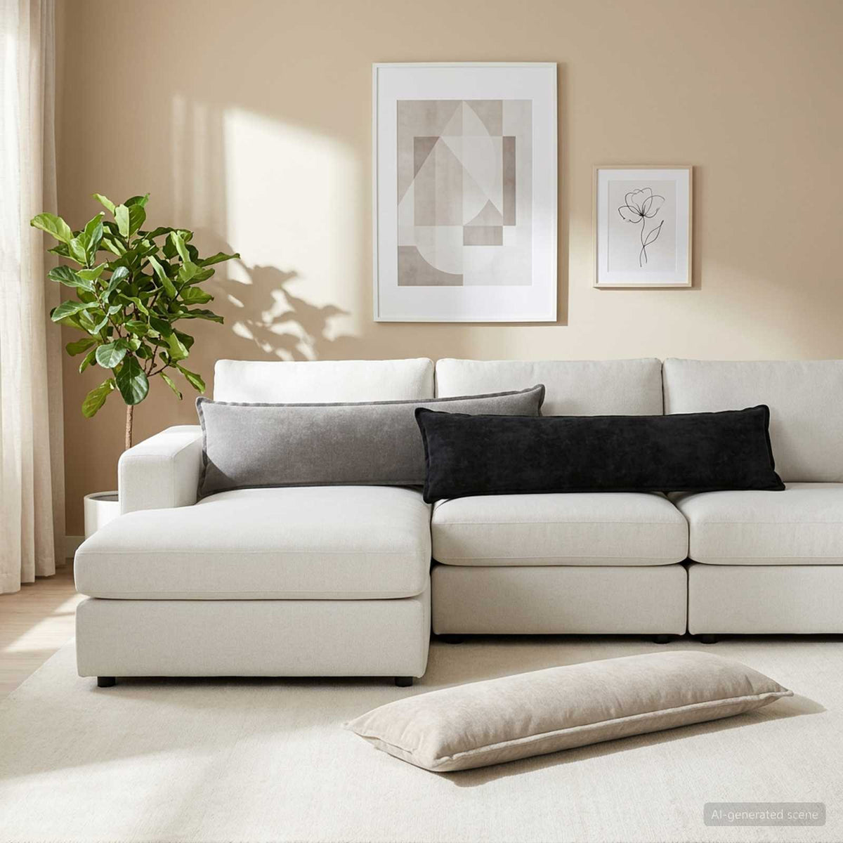 vidaXL Kussensloop 2 st HOUTEN Antraciet 40 x 145 cm Chenille Stof