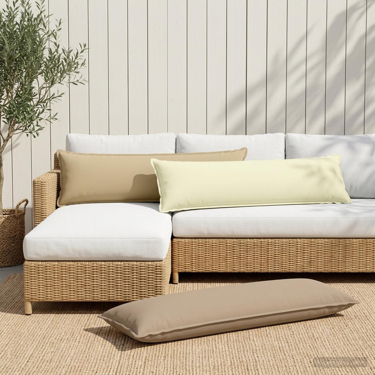 Kussen met kussen HOUTEN 2 st Beige Polyester is nu te koop bij PeponiXL, paradijselijk wonen!