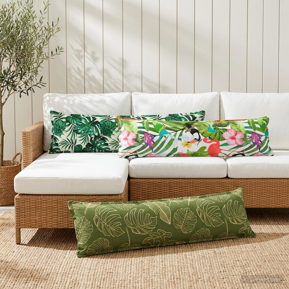 vidaXL Kussen Blad met kussen HOUTEN Bladpatroon 40 x 145 cm Polyester