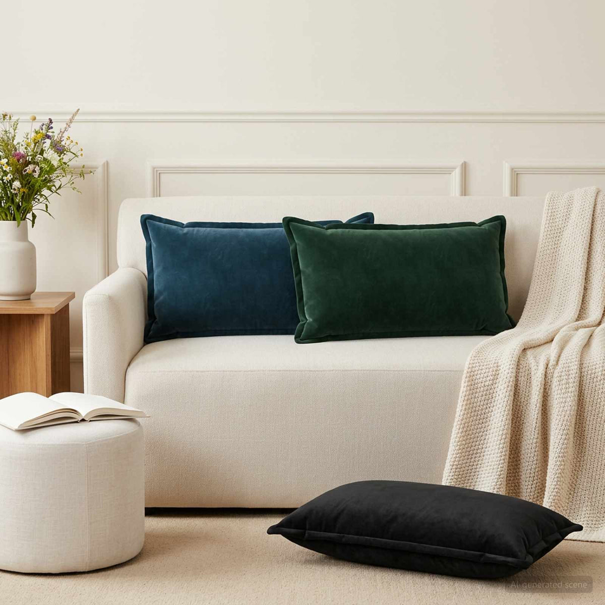 Kussen met kussen HOUTEN 6 st Donkergroen fluweel is nu te koop bij PeponiXL, paradijselijk wonen!