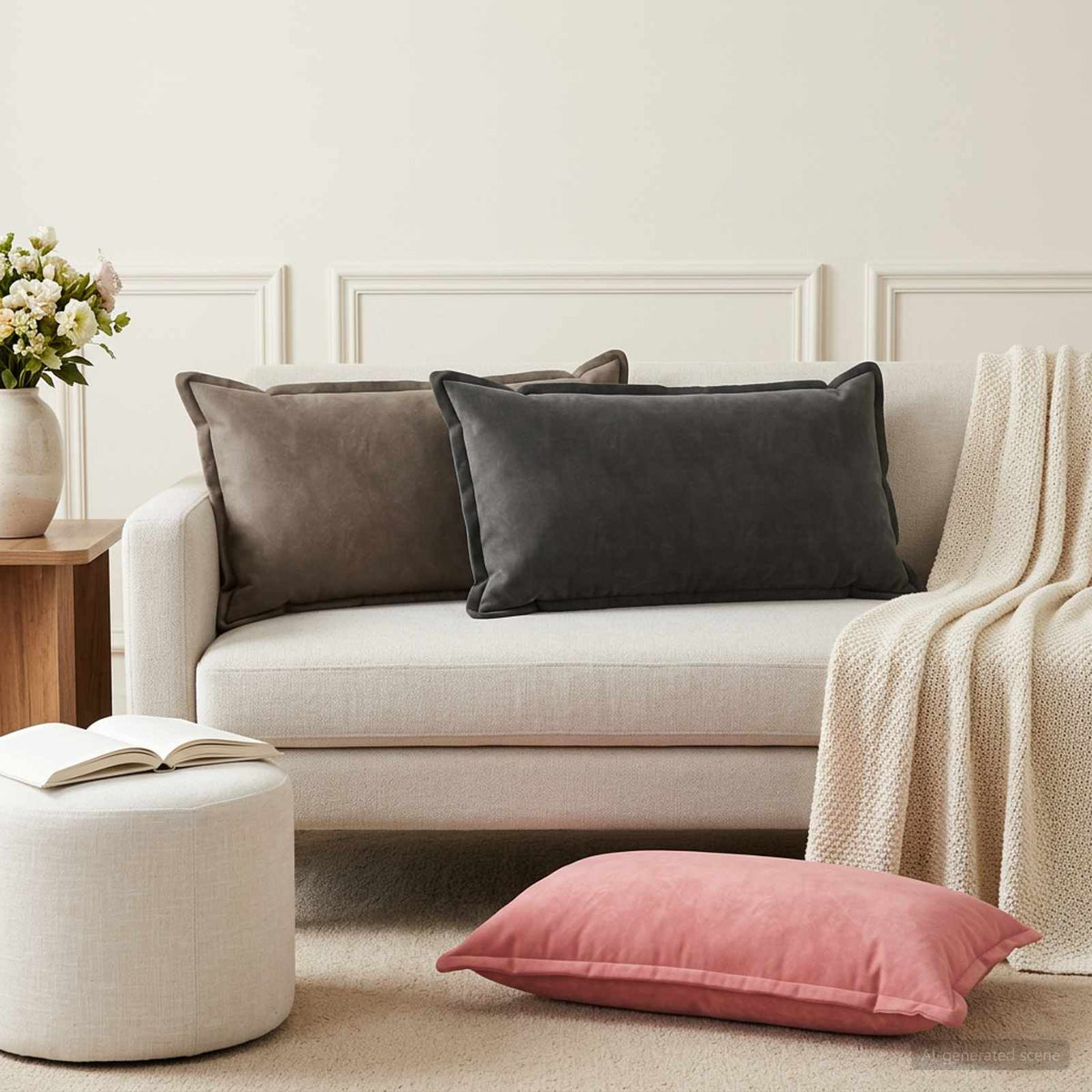 Kussen met kussen HOUTEN 6 st Roze fluweel is nu te koop bij PeponiXL, paradijselijk wonen!