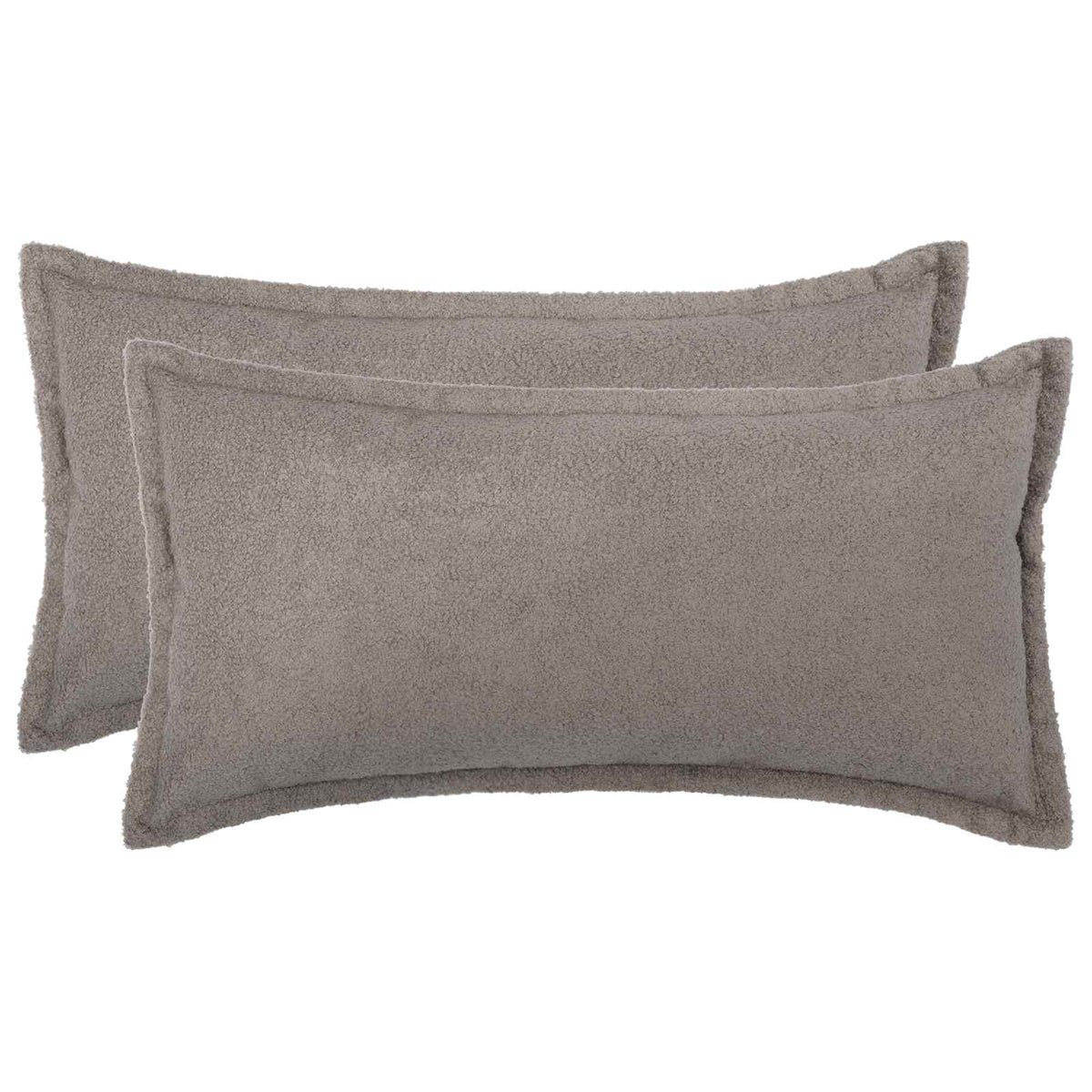 vidaXL Kussensloop 2 st HOUTEN Lichtgrijs 40 x 80 cm Bouclé